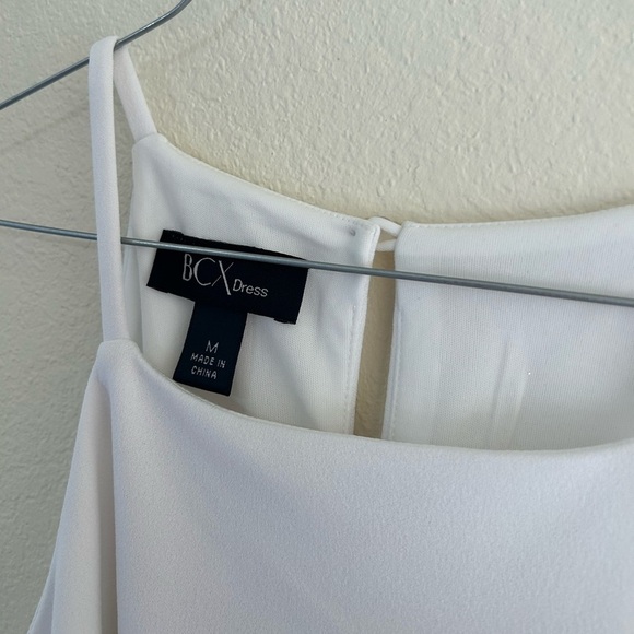 BCX Asymmetrical-Hem Rhinestone Dress Halter Off White Body-con Spandex Size M - Picture 10 of 10